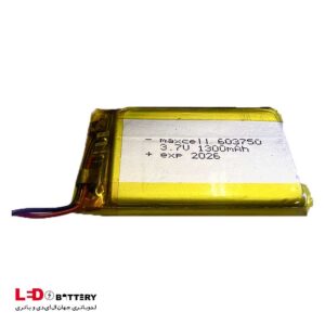 باتری لیتیوم پلیمر 3.7 ولت 1300 میلی آمپر کد 603750